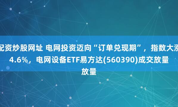 配资炒股网址 电网投资迈向“订单兑现期”，指数大涨4.6%，电网设备ETF易方达(560390)成交放量